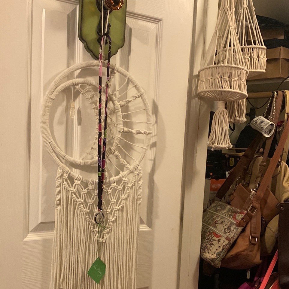 Vera Bradley Lime Green Tag Keychain With Braided Cord